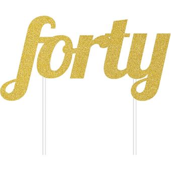 Picture of FORTY CAKE TOPPER GOLD GLITEER 8.5 X 15CM